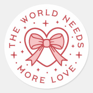 The world needs more love heart bow red classic round sticker