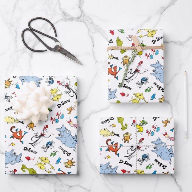 The World of Dr. Seuss Pattern Wrapping Paper Sheet (Front)