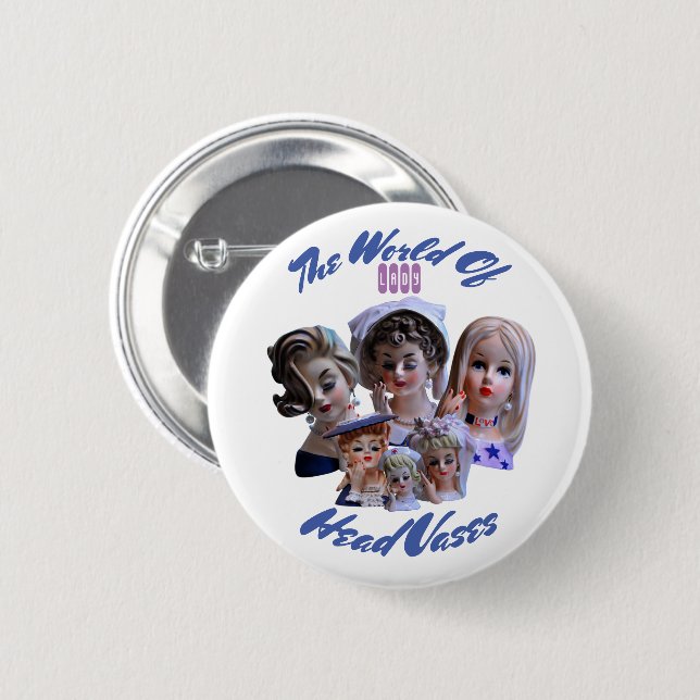 The World of Lady Head Vases 6 Cm Round Badge (Front & Back)