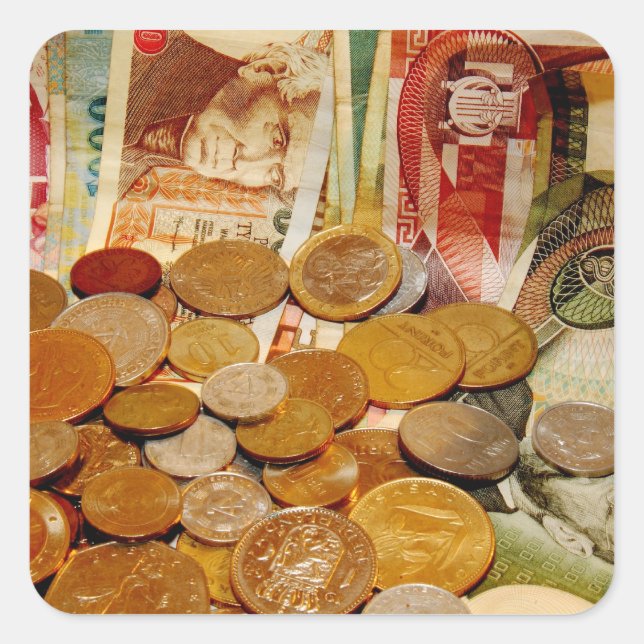 The World of Money Square Sticker (Front)