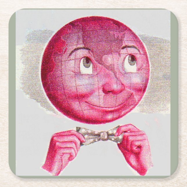 The World on His Mind Square Paper Coaster (Front)