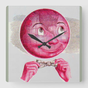 The World on His Mind Square Wall Clock