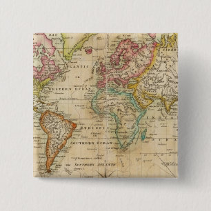 The World on Mercator's Projection 15 Cm Square Badge