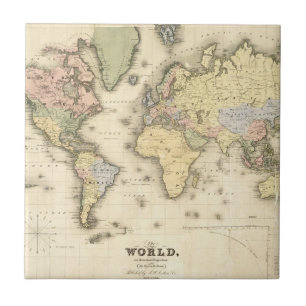 The World on Mercator's Projection 1840 Ceramic Tile