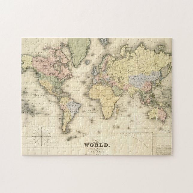 The World on Mercator's Projection | 1840 Jigsaw Puzzle (Horizontal)