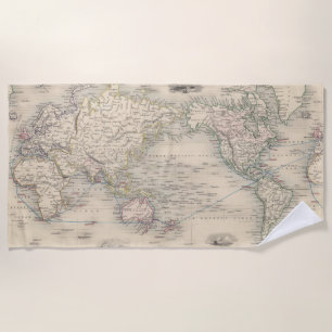The World On Mercator's Projection Beach Towel
