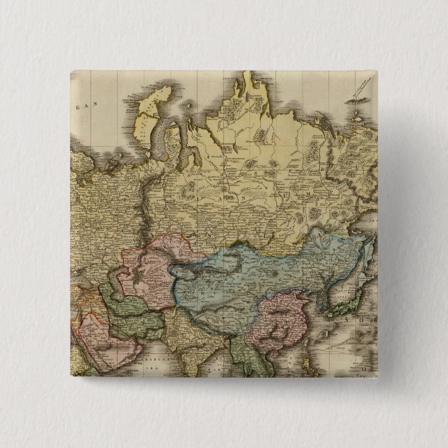 The World on Mercator's projection, eastern part 15 Cm Square Badge (Front)