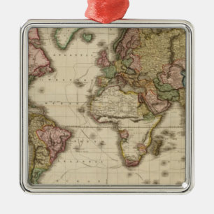 The World on Mercator's projection Metal Tree Decoration