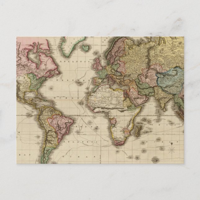 The World on Mercator's projection Postcard (Front)