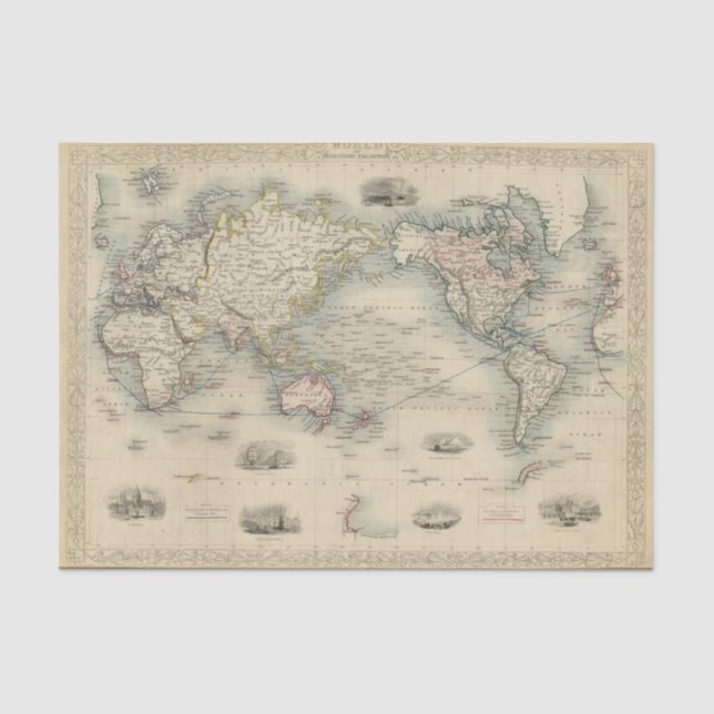 The World On Mercator's Projection Tissue Paper (Front)