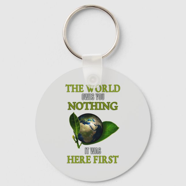The World Owes You Nothing it Was Here First Key Ring (Front)