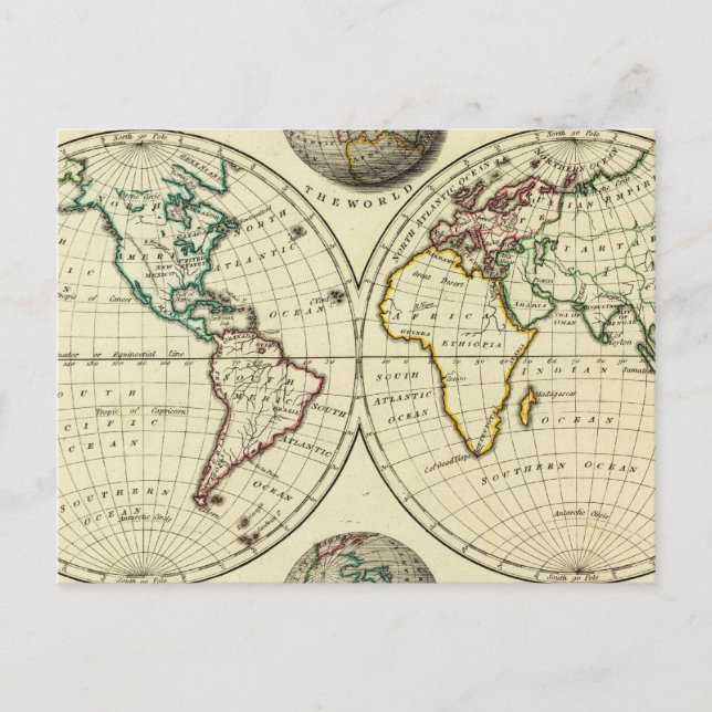 The World with continental boundaries Postcard (Front)