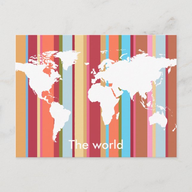 the world with vertical colour-stripes postcard (Front)