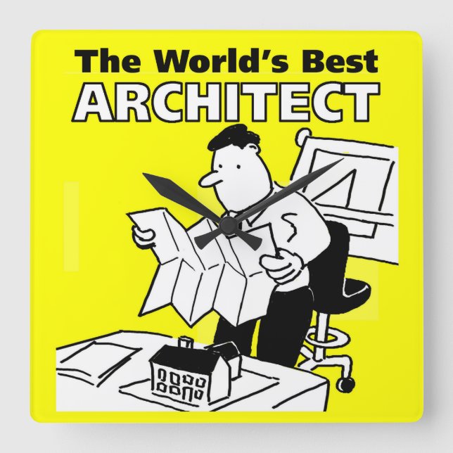 The World's Best Architect Square Wall Clock (Front)