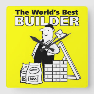 The World's Best Builder Square Wall Clock