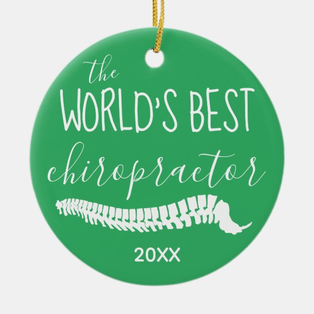 The World's Best Chiropractor Christmas Ceramic Ornament (Front)