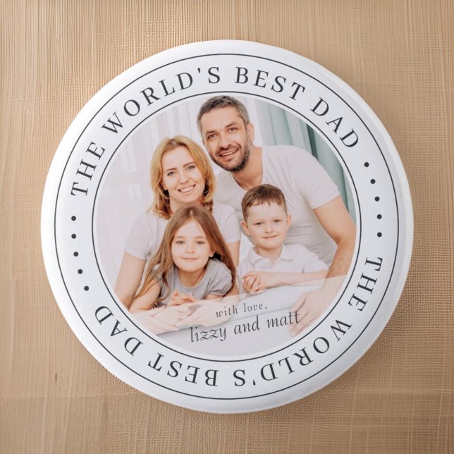 The World's Best Dad Classic Simple Photo 6 Cm Round Badge (Creator Uploaded)