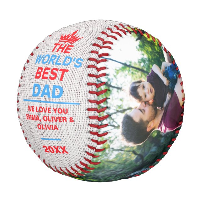 The World's Best Dad, Personalised 2 Photo Baseball (Angled)