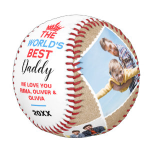 The World's Best Daddy, Personalised 4 Photos Baseball