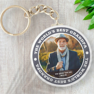 The World's Best Grandpa Modern Custom Photo Key Ring