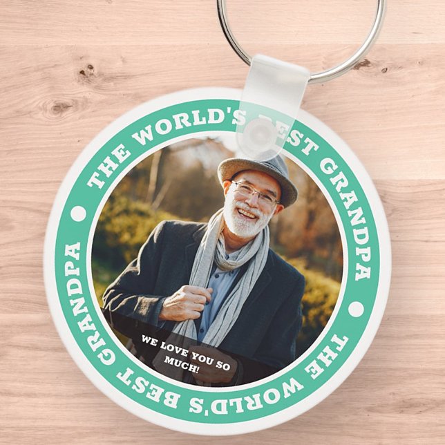 The World's Best Grandpa Modern Custom Photo Key Ring (Creator Uploaded)