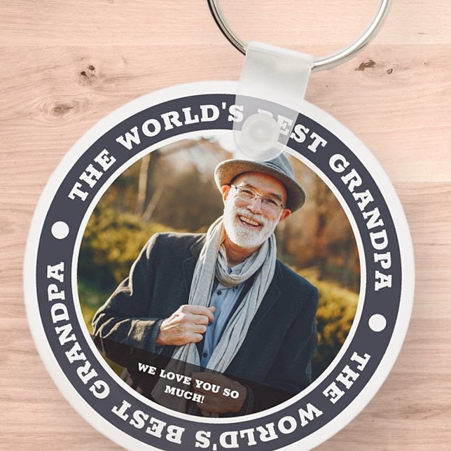 The World's Best Grandpa Modern Custom Photo Key Ring (Creator Uploaded)