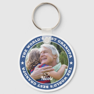The World's Best Grandpa Modern Photo Keepsake Key Ring