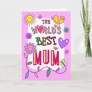The world's best mum fun doodle typography card
