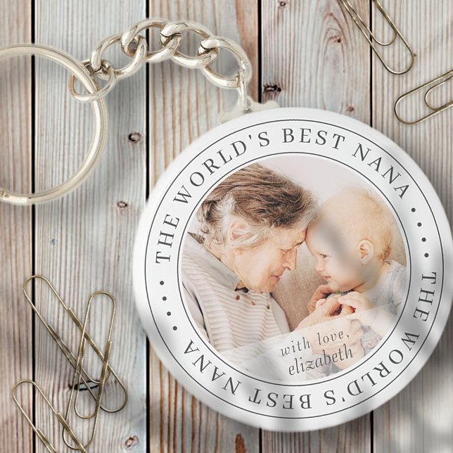 The World's Best Nana Classic Simple Photo Key Ring (Creator Uploaded)