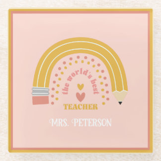 The World's Best Teacher Personalized Glass Coaster