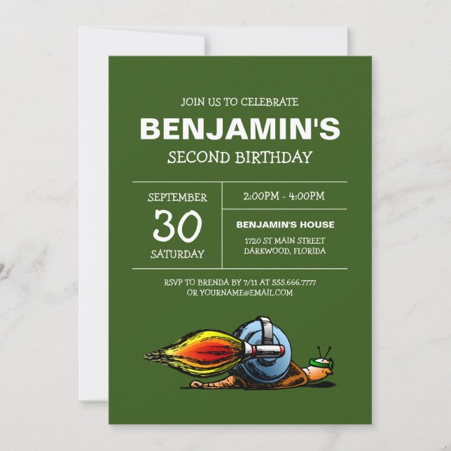 The World's Fastest Snail Invitation (Front)