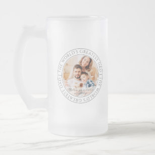 The World's Greatest Dad Modern Classic Photo Frosted Glass Beer Mug