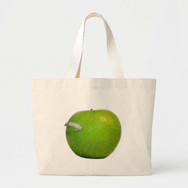 The worm in the apple large tote bag (Front)