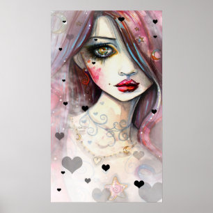 The Worried Girl Gothic Fantasy Art Poster