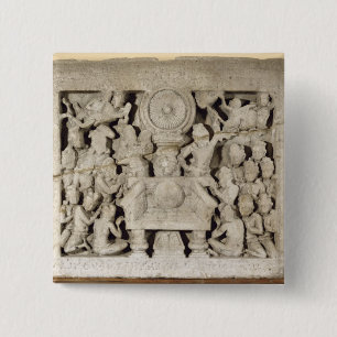 The worship of the Buddhist symbols, Amaravati (li 15 Cm Square Badge