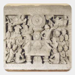 The worship of the Buddhist symbols, Amaravati (li Square Sticker