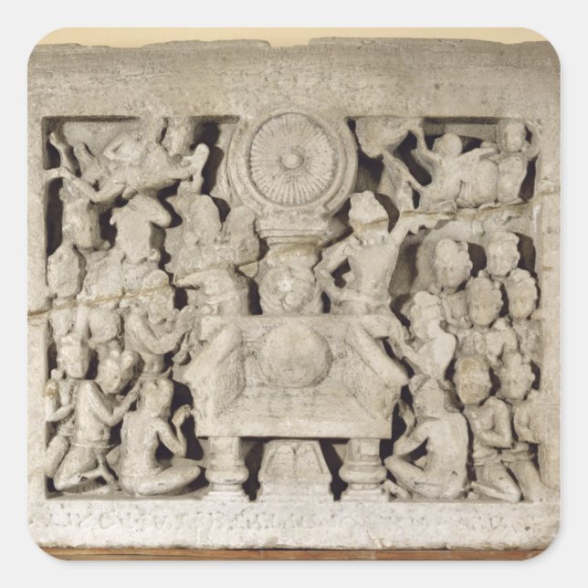 The worship of the Buddhist symbols, Amaravati (li Square Sticker (Front)
