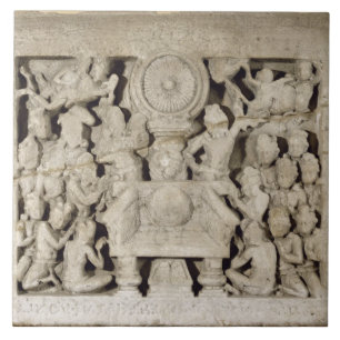 The worship of the Buddhist symbols, Amaravati (li Tile