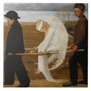 The Wounded Angel (by Hugo Simberg) Ceramic Tile