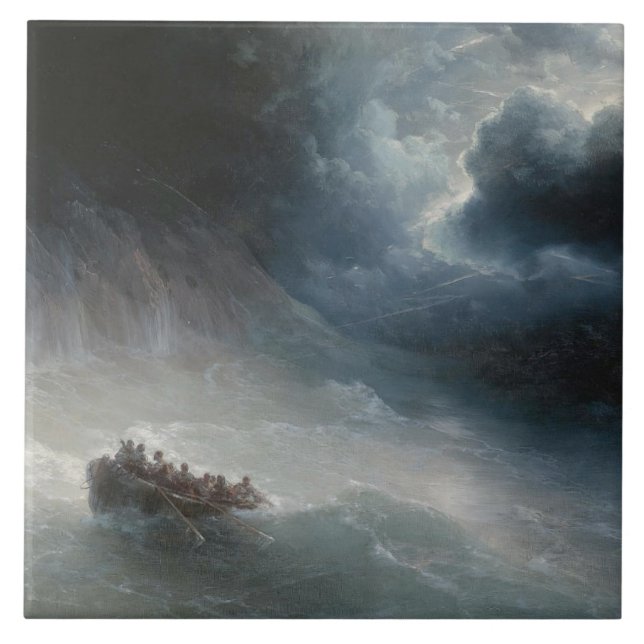 The Wrath of the Seas (by Ivan Aivazovsky) Ceramic Tile (Front)