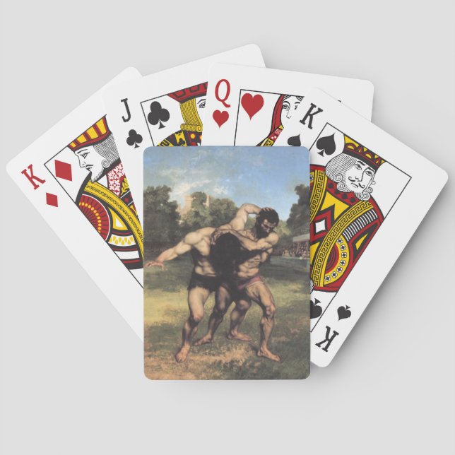 The Wrestlers by Gustave Courbet Playing Cards (Back)
