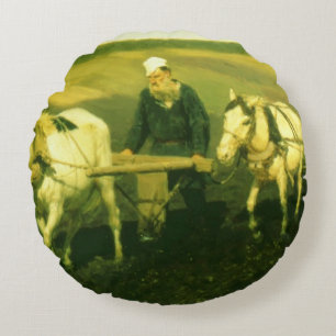 The writer Lev Nikolaevich Tolstoy Round Cushion
