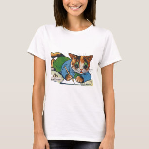 The Writer's Mascot Cat, Louis Wain T-Shirt