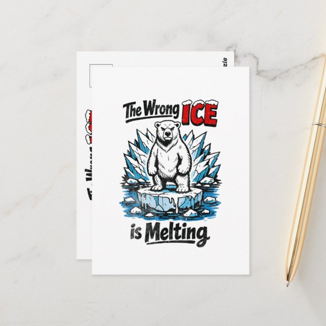The Wrong ICE is Melting Postcard (Front/Back In Situ)