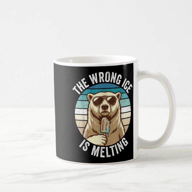 The Wrong Ice Is Melting Retro Bear Climate Change Coffee Mug (Right)