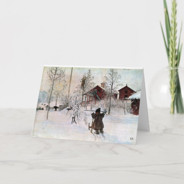 "The Yard and Wash-House" by Carl Larsson Holiday Card (Front)