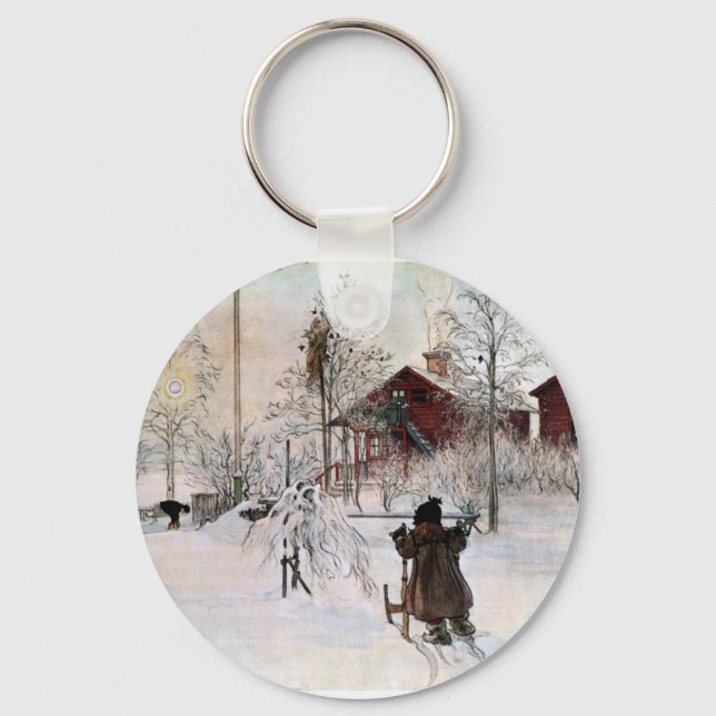 The Yard and Wash-House, Carl Larsson Key Ring (Front)