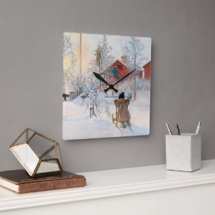 The Yard and Washhouse by Carl Larsson Square Wall Clock