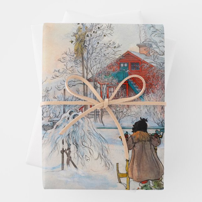 The Yard and Washhouse by Carl Larsson Wrapping Paper Sheet (In situ)