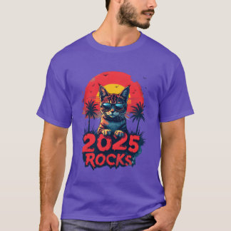 The year 2025 will rock cat family T-Shirt